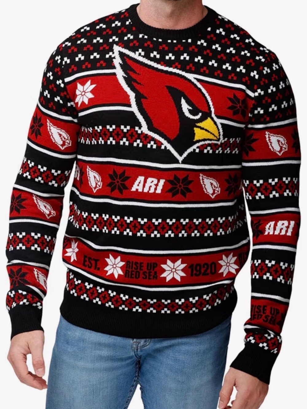 FOCO NFL Team Big Logo Ugly Sweater Arizona Cardinals Medium NWT
